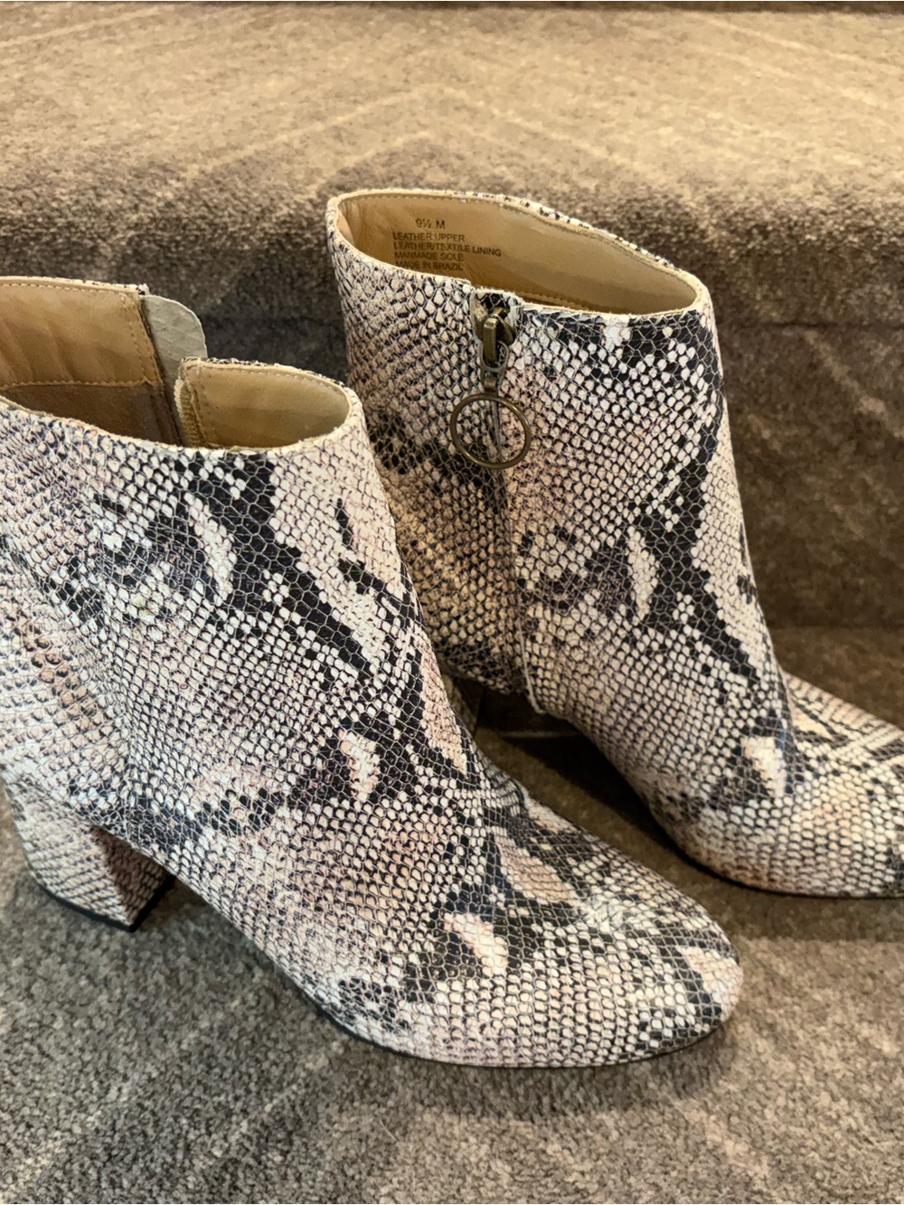 ABLE women’s leather snakeskin ankle boots size 9.5